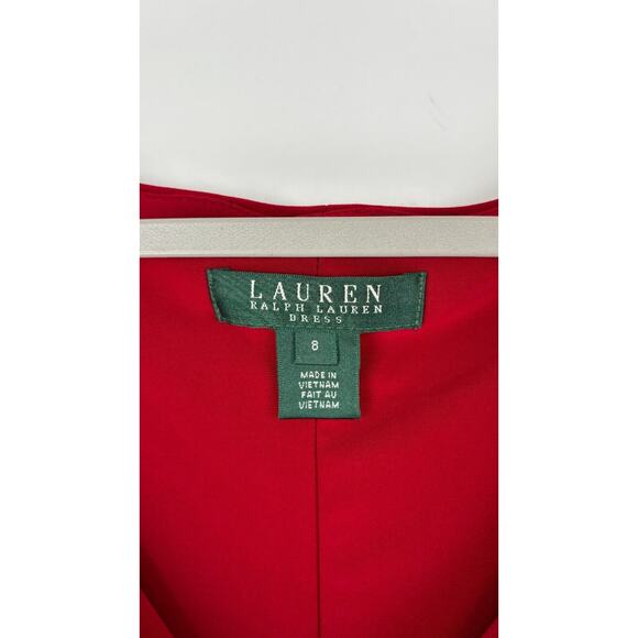 Lauren Ralph Lauren Womens Red Cowl Neck Sheath Dress Ruched Side Size 8 NWT - Picture 11 of 13